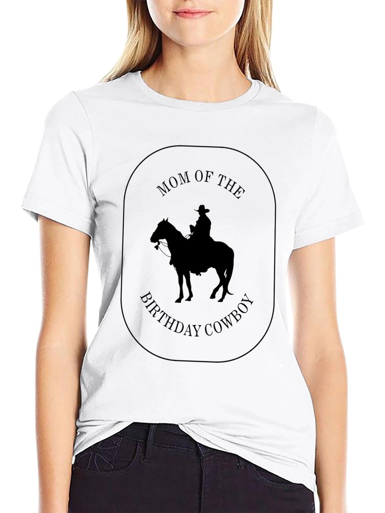 Mom of the Birthday Cowboy Black T-Shirt