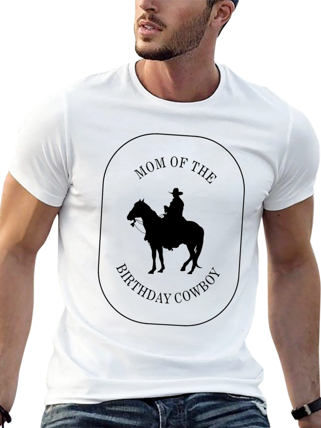 Mom of the Birthday Cowboy Black T-Shirt
