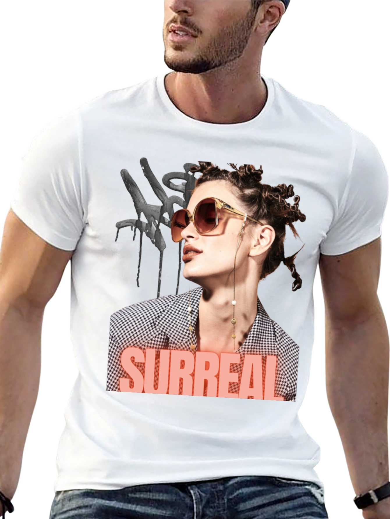Surreal Woman Graphic T-Shirt - Black