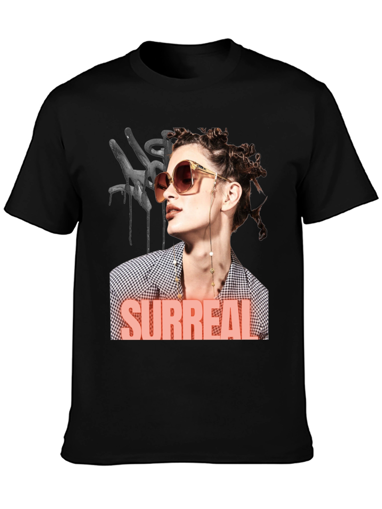 Surreal Woman Graphic T-Shirt - Black