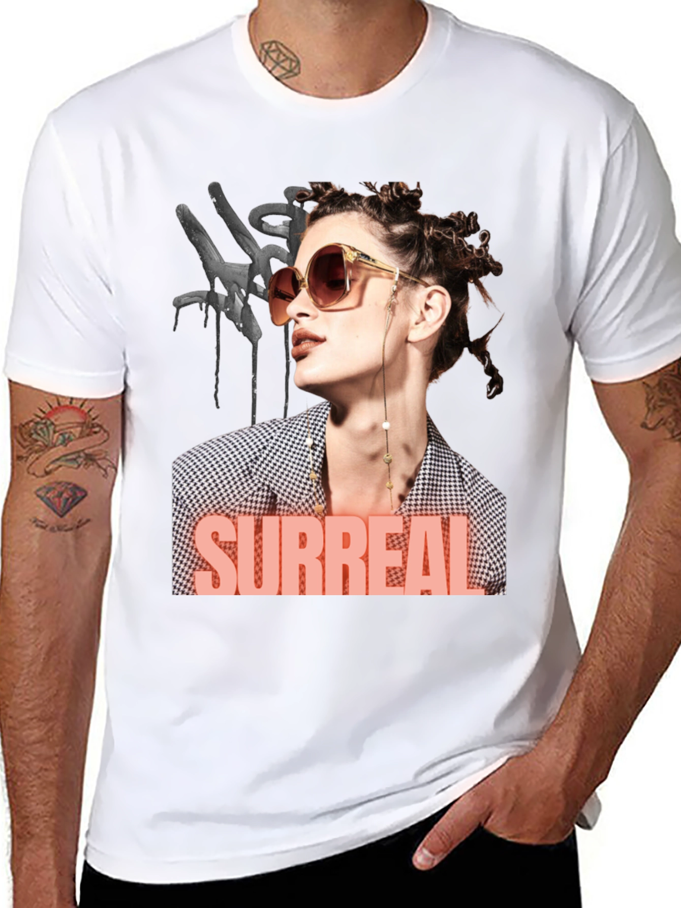 Surreal Woman Graphic T-Shirt - Black