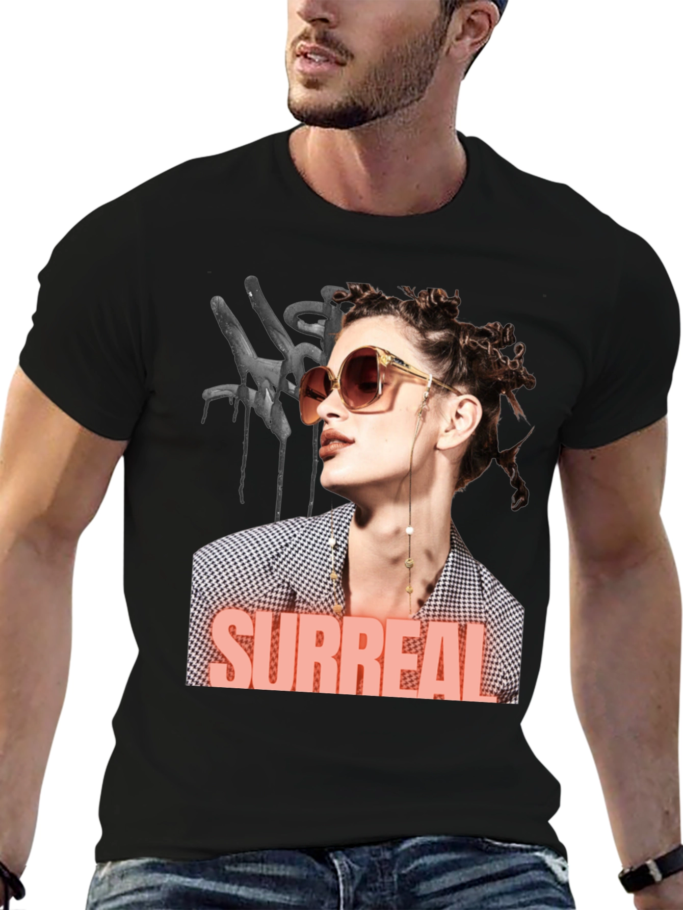 Surreal Woman Graphic T-Shirt - Black