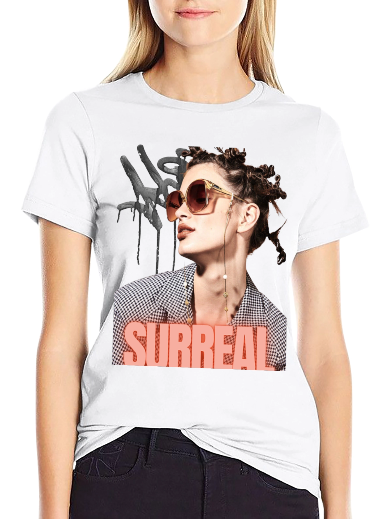 Surreal Woman Graphic T-Shirt - Black