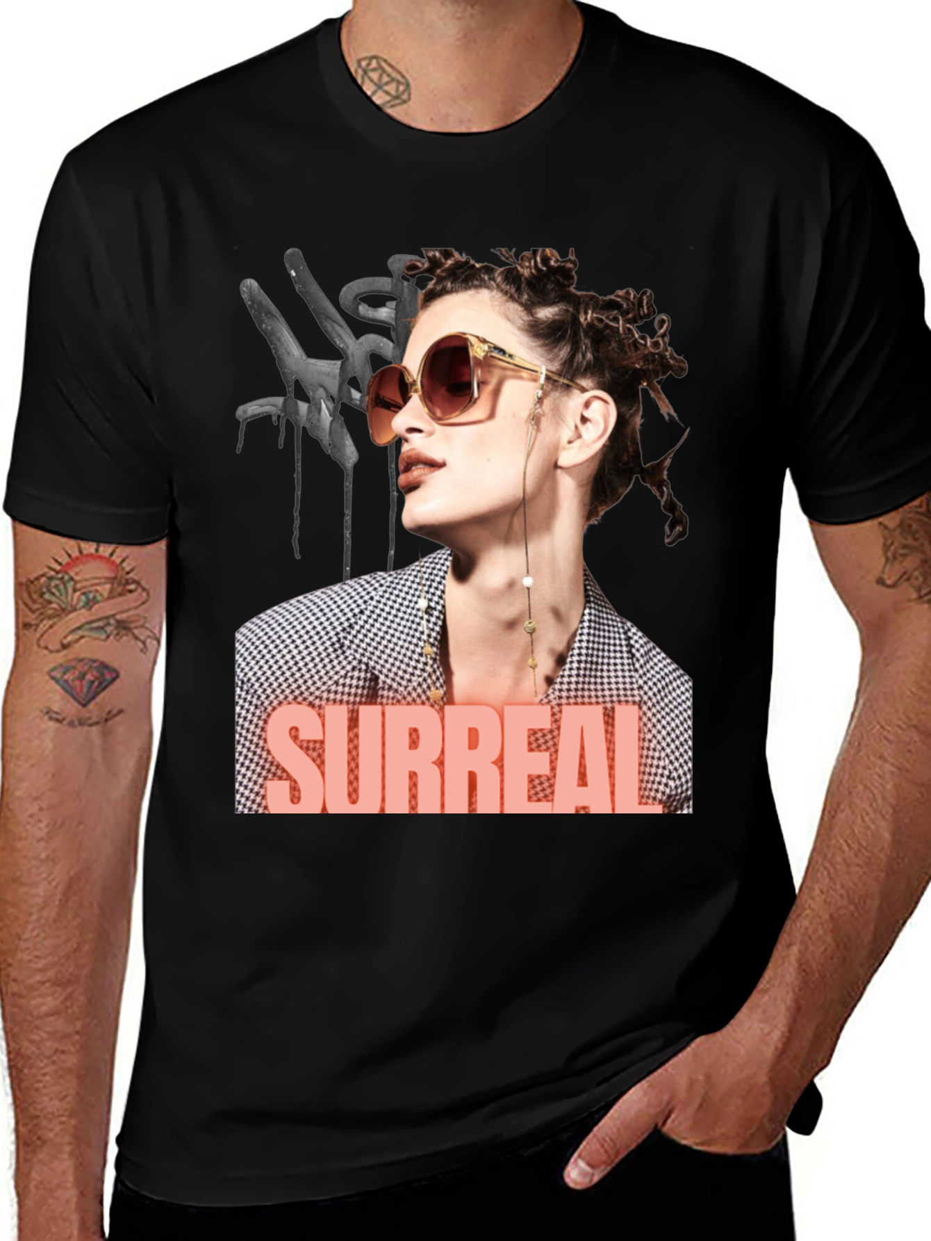 Surreal Woman Graphic T-Shirt - Black