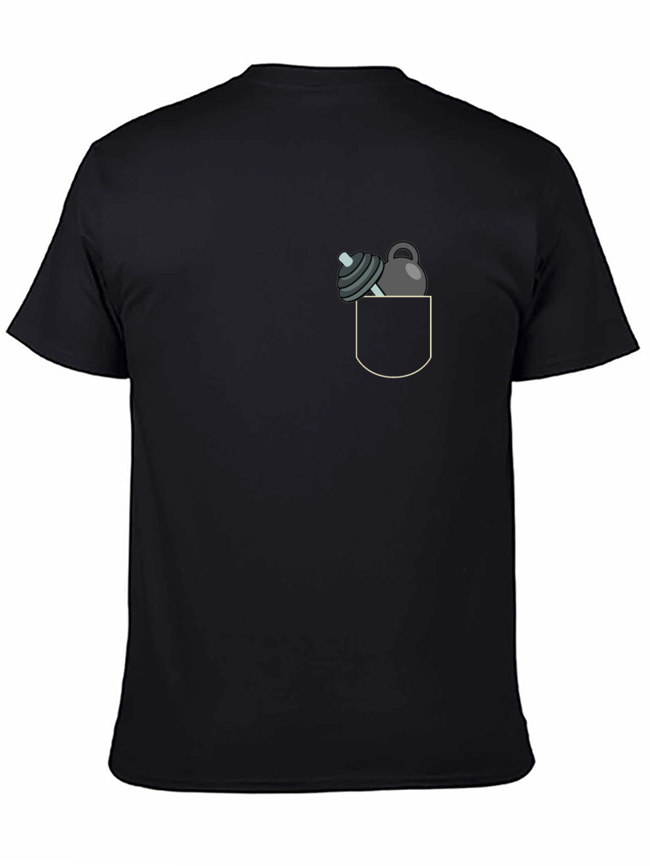 Gym Weights Pocket Print Black T-Shirt