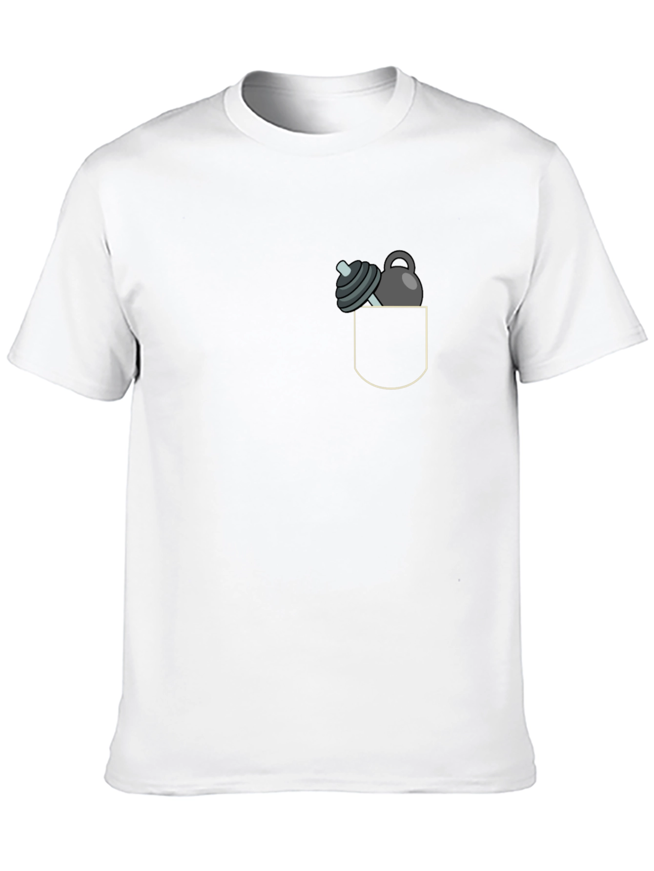 Gym Weights Pocket Print Black T-Shirt