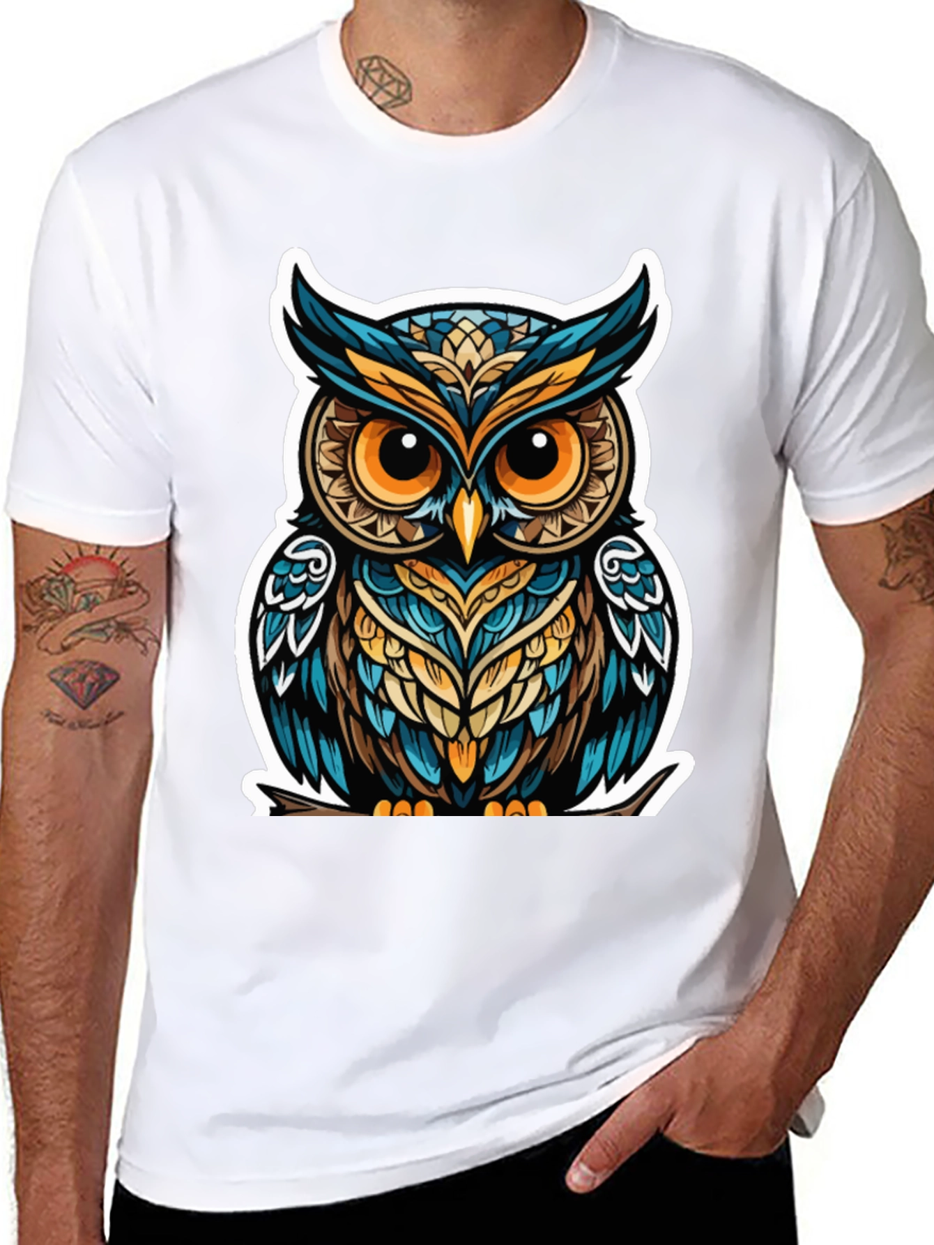 Owl Graphic Tee - Trendy Mens Black T-Shirt