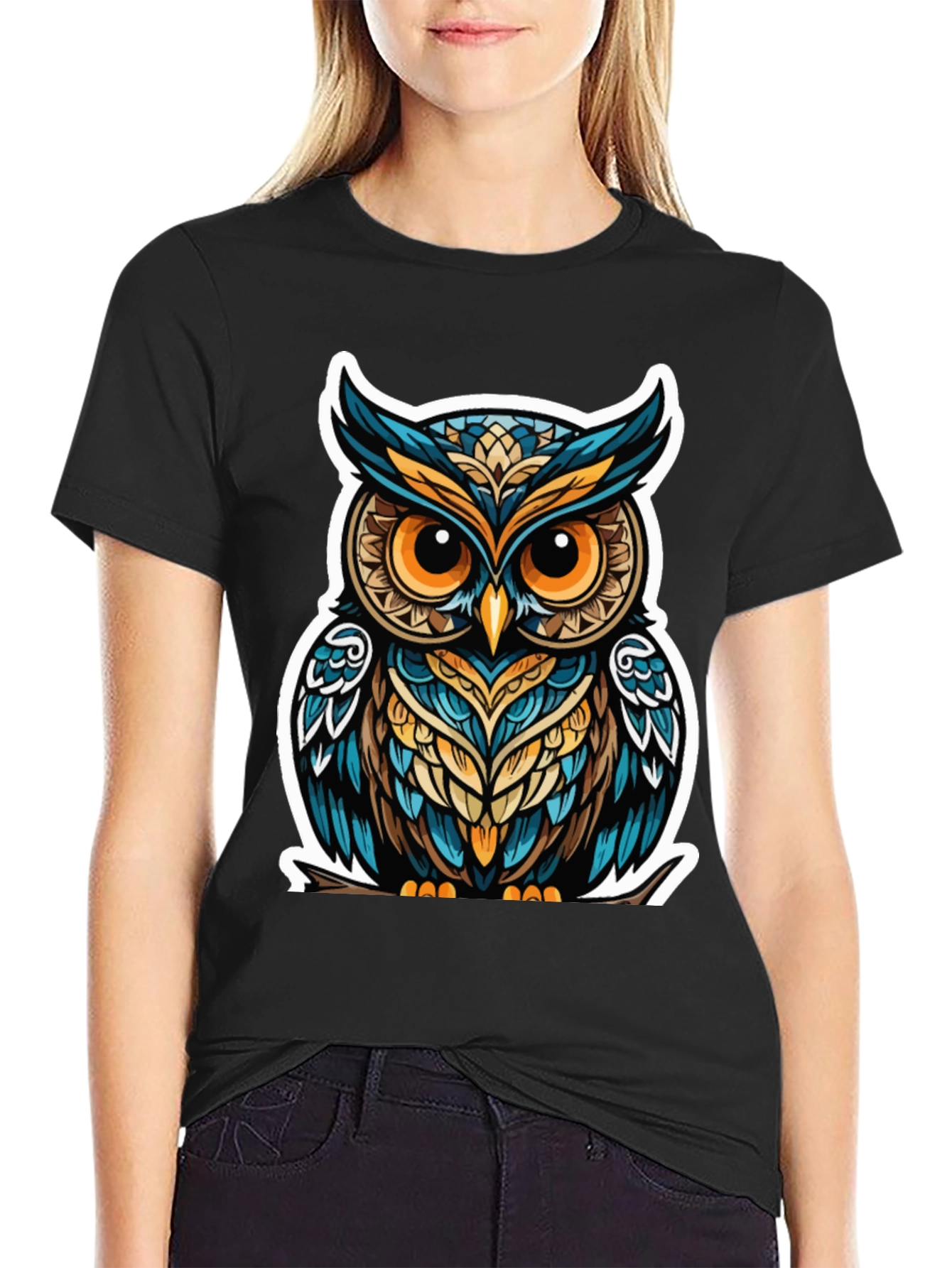 Owl Graphic Tee - Trendy Mens Black T-Shirt