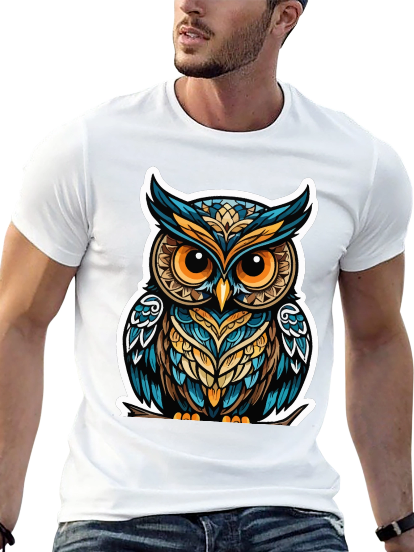 Owl Graphic Tee - Trendy Mens Black T-Shirt