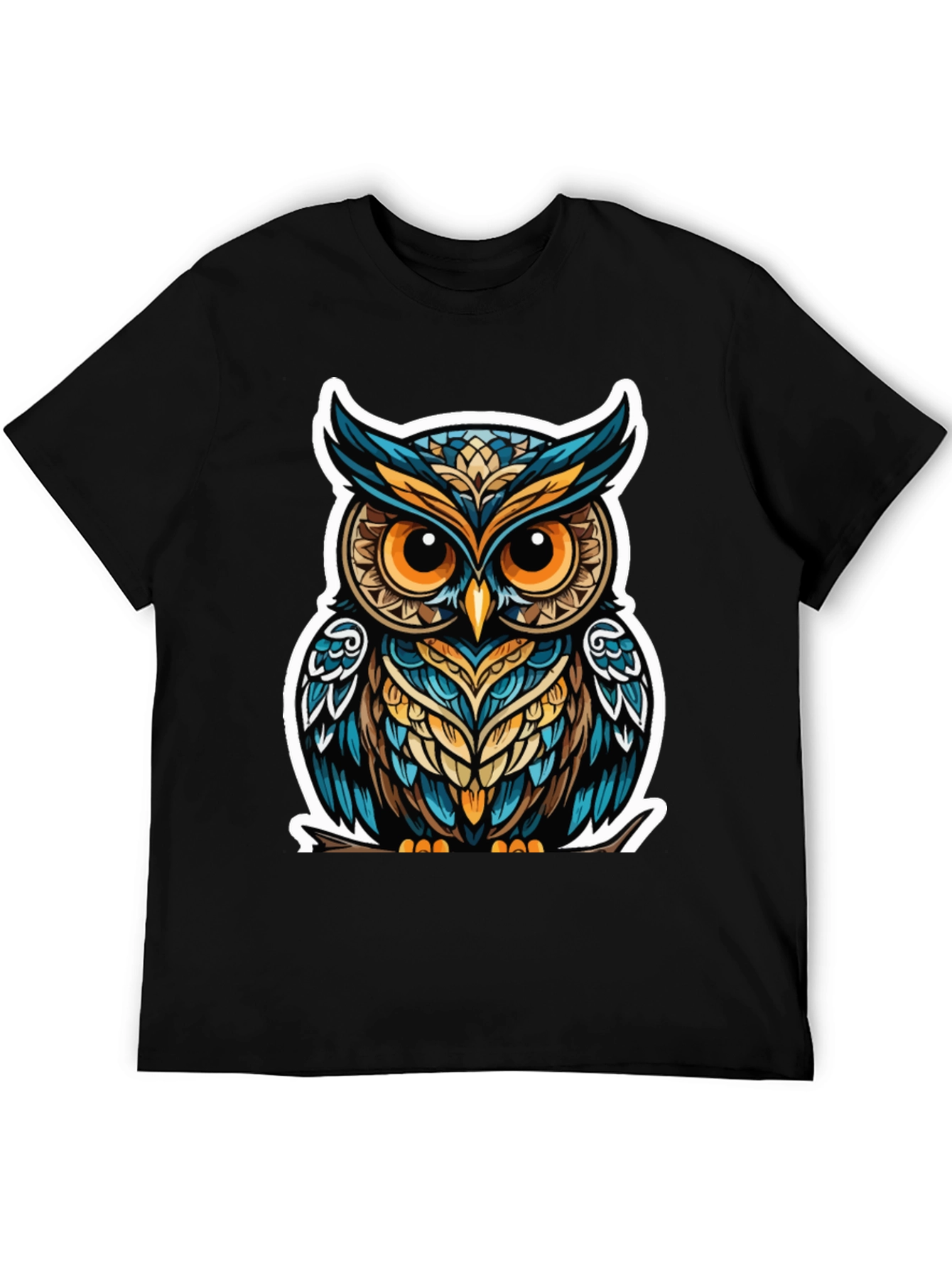 Owl Graphic Tee - Trendy Mens Black T-Shirt