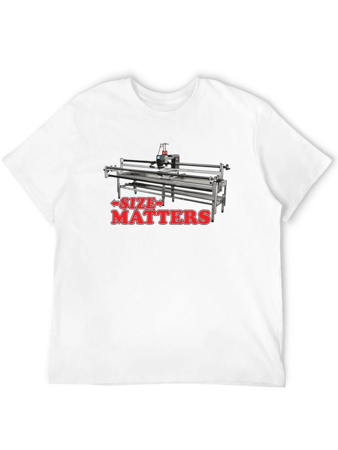 Size Matters Quilting Machine Black T-Shirt