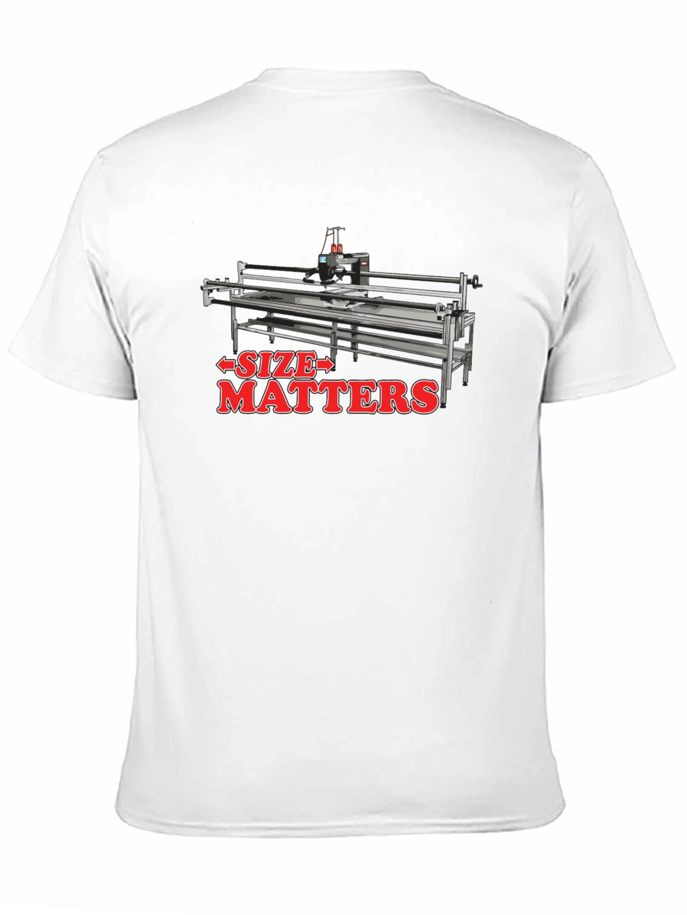 Size Matters Quilting Machine Black T-Shirt