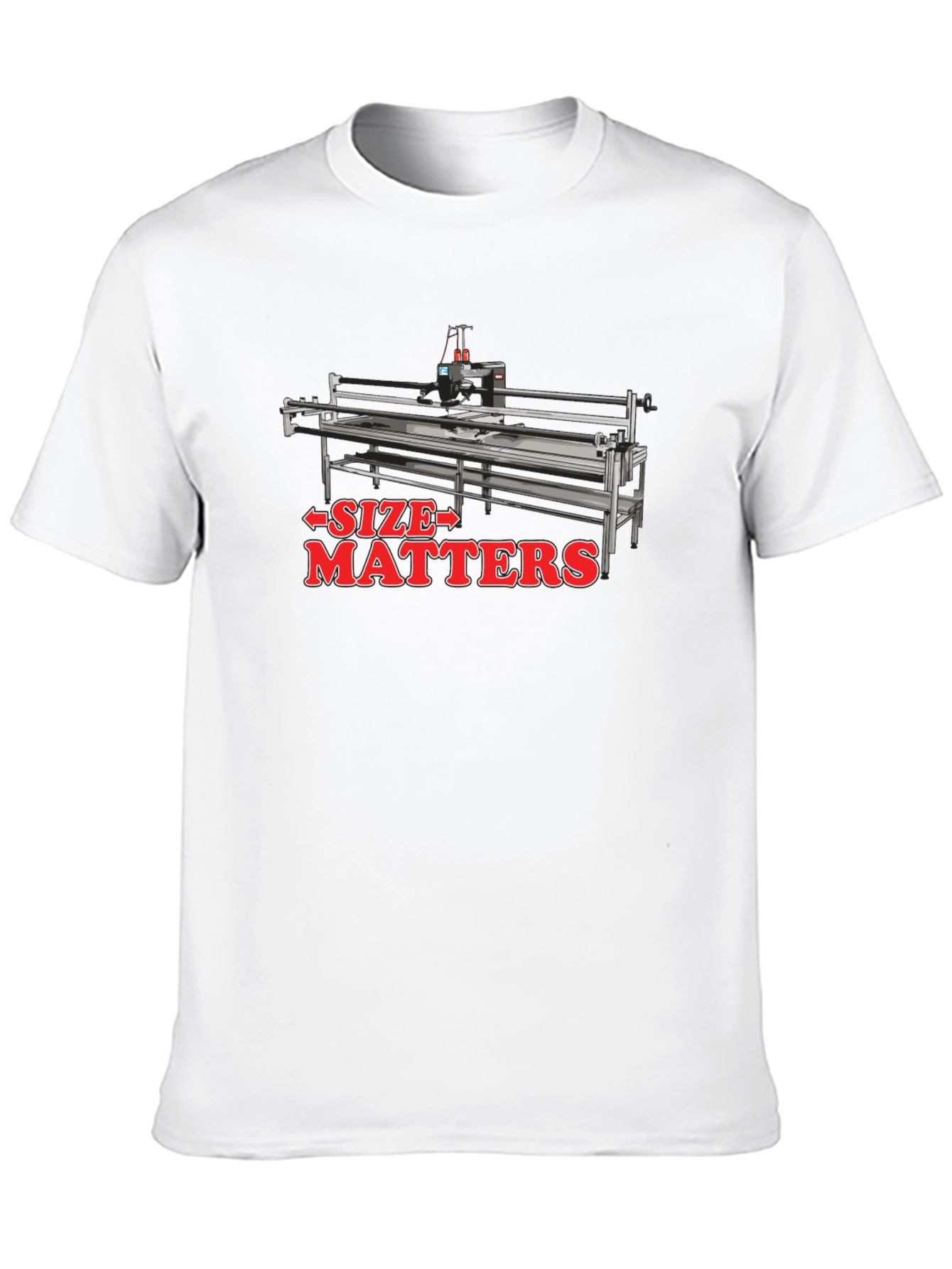Size Matters Quilting Machine Black T-Shirt