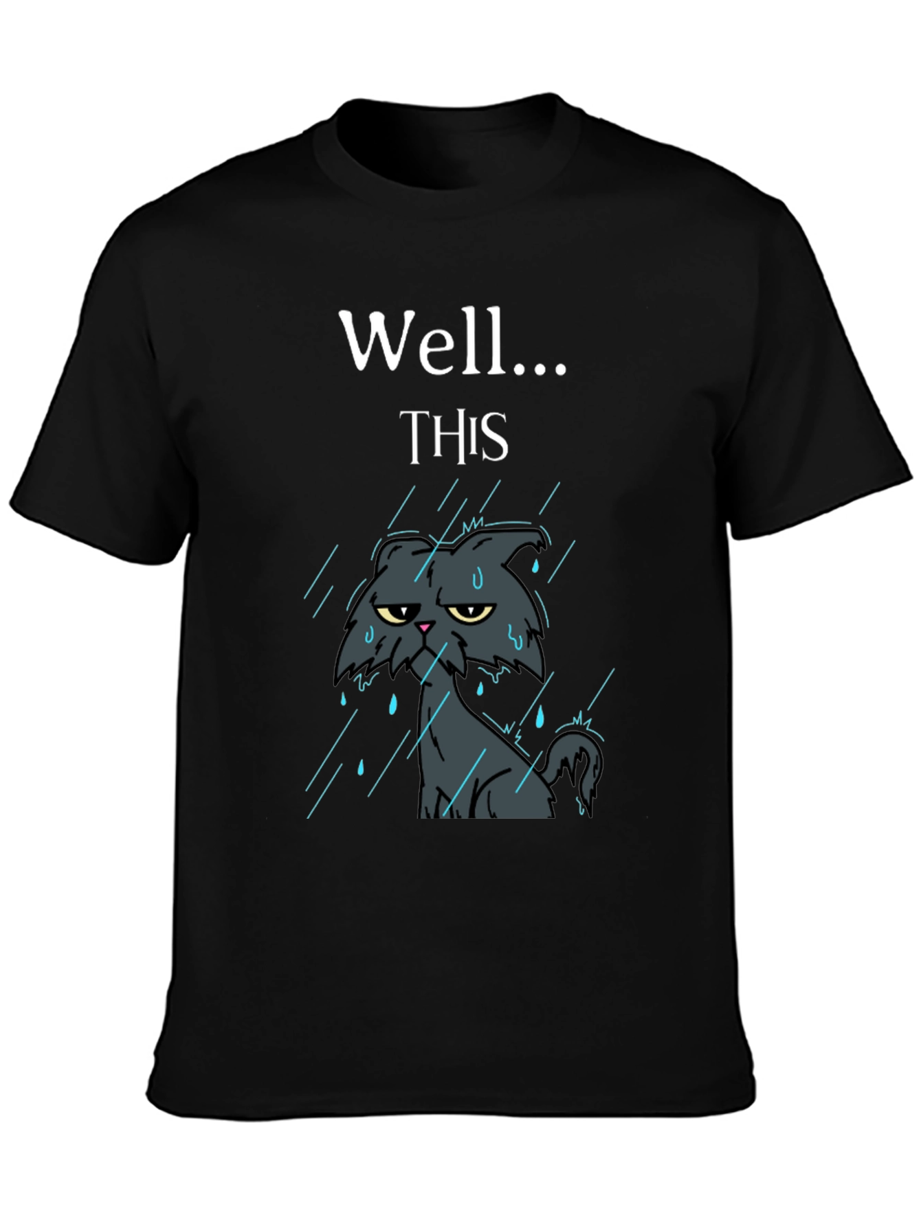 Grumpy Cat in Rain Funny T-Shirt