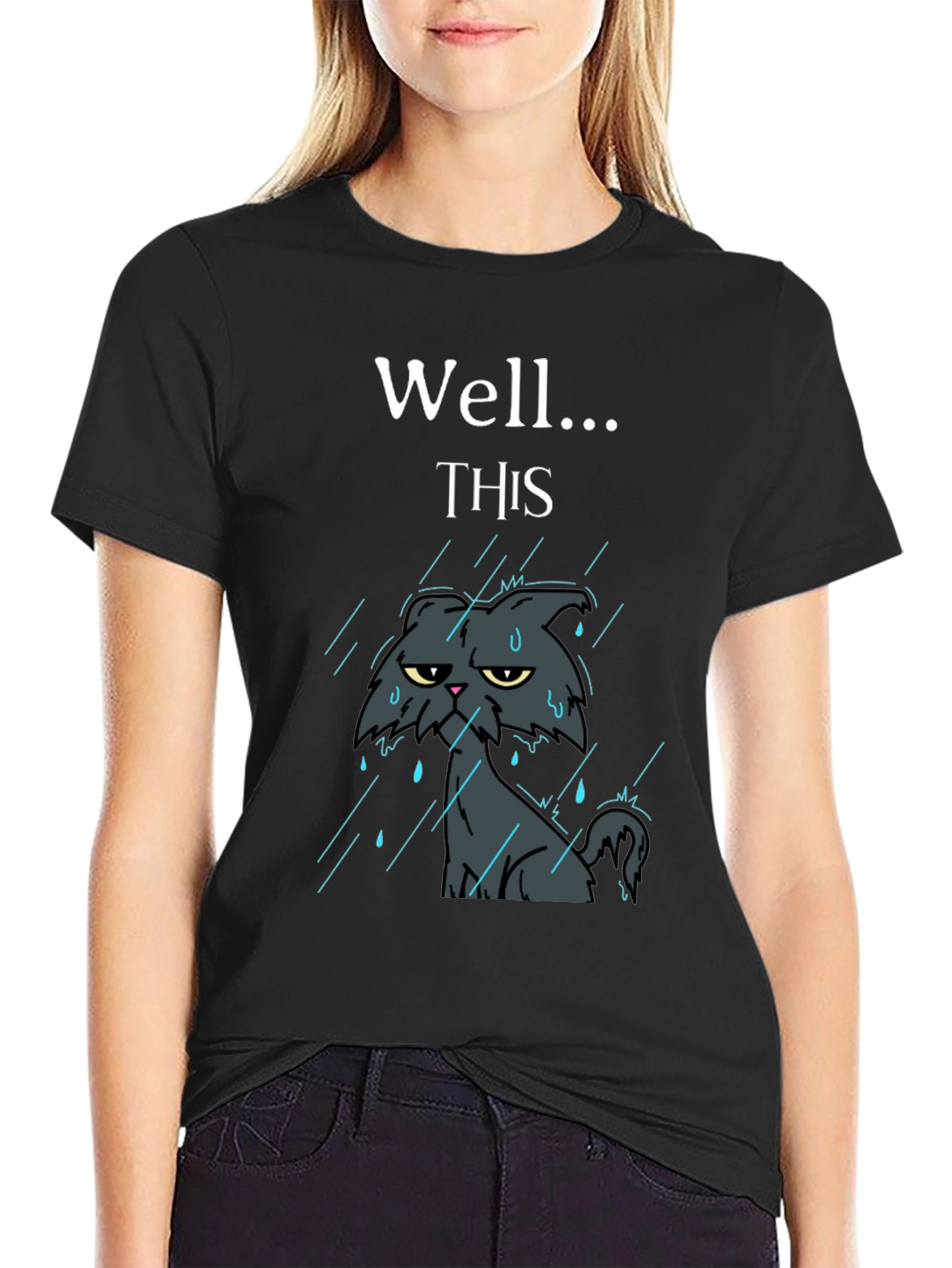 Grumpy Cat in Rain Funny T-Shirt