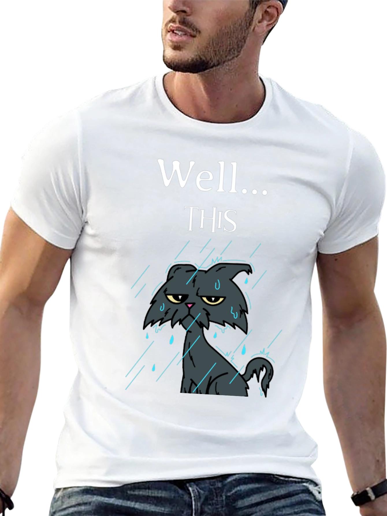 Grumpy Cat in Rain Funny T-Shirt