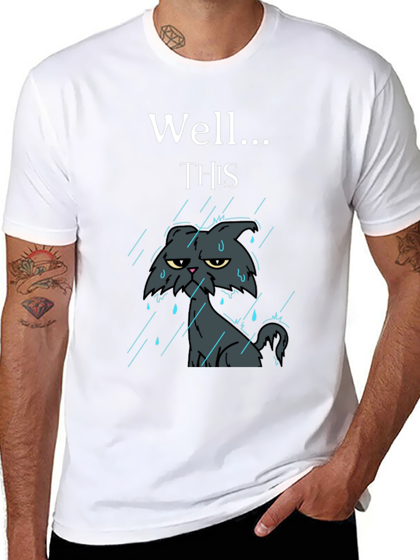 Grumpy Cat in Rain Funny T-Shirt