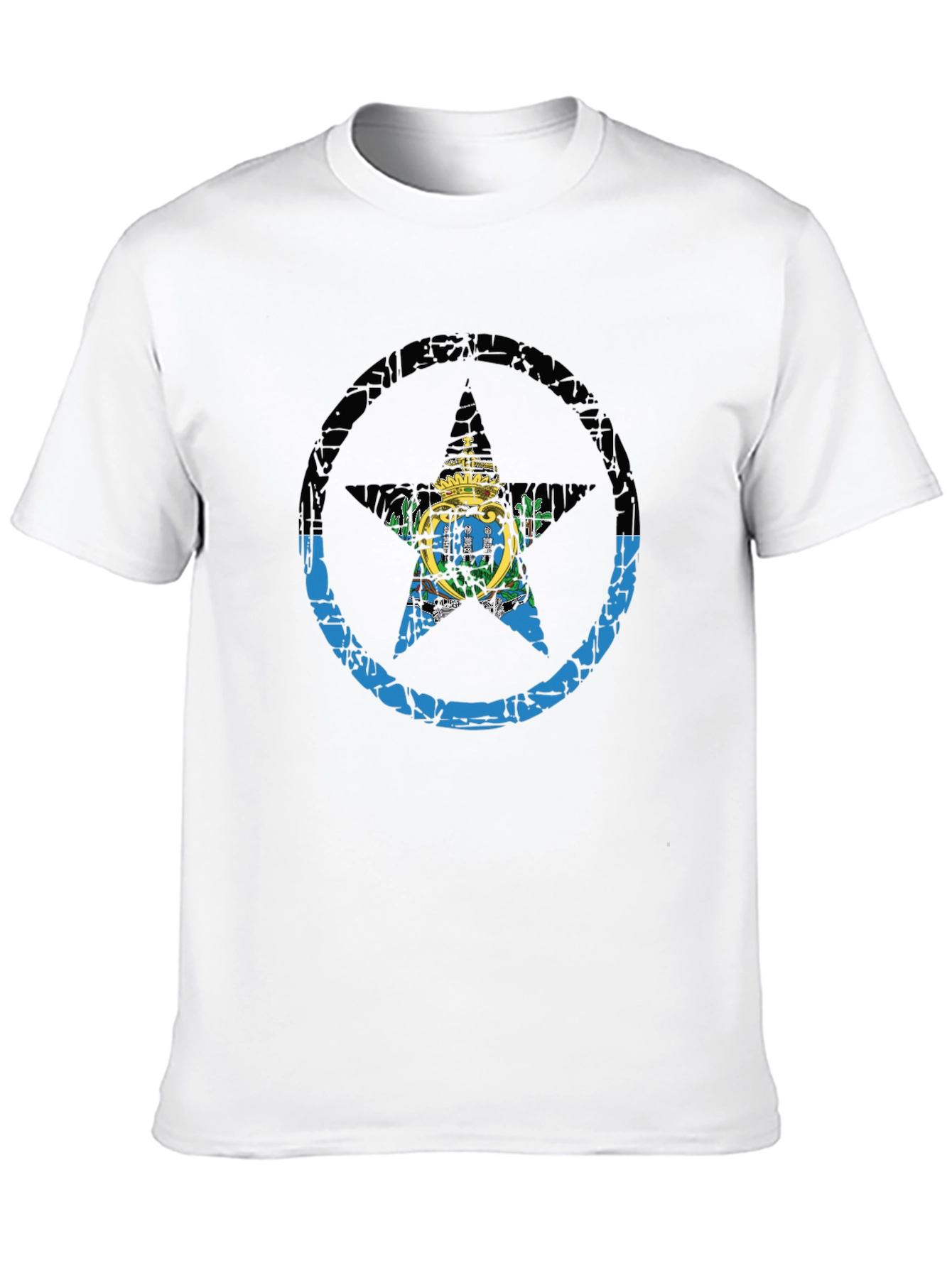 San Marino Flag Star T-Shirt - Distressed Graphic Tee