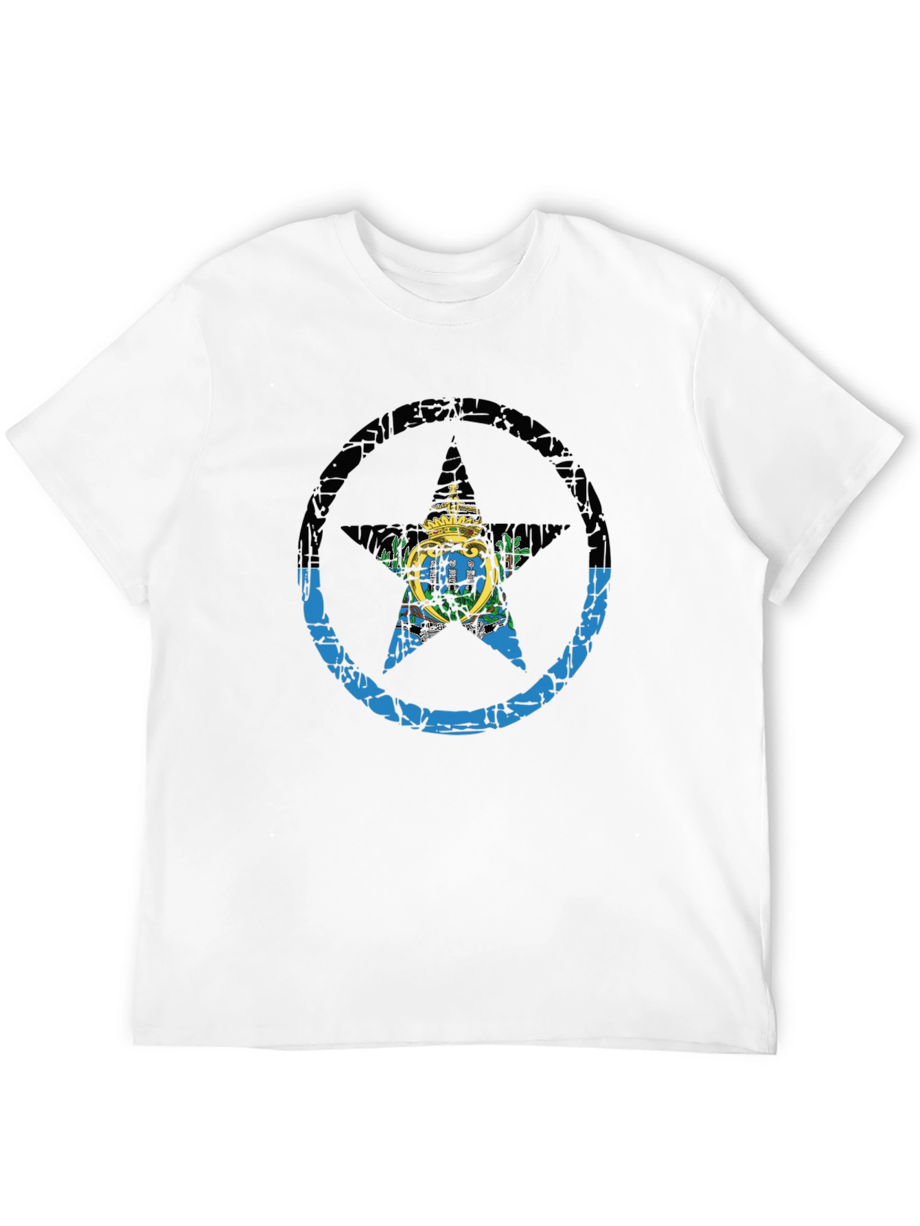 San Marino Flag Star T-Shirt - Distressed Graphic Tee