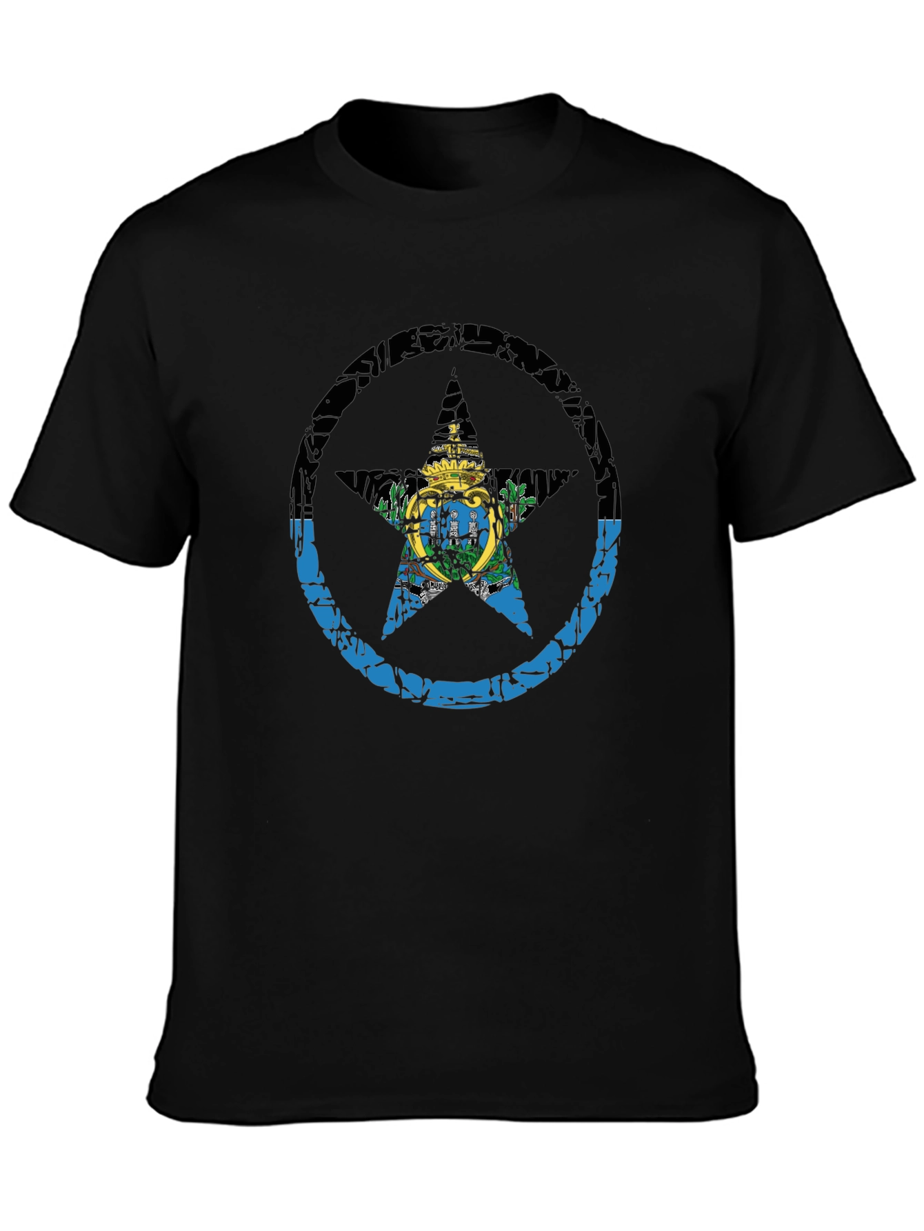 San Marino Flag Star T-Shirt - Distressed Graphic Tee