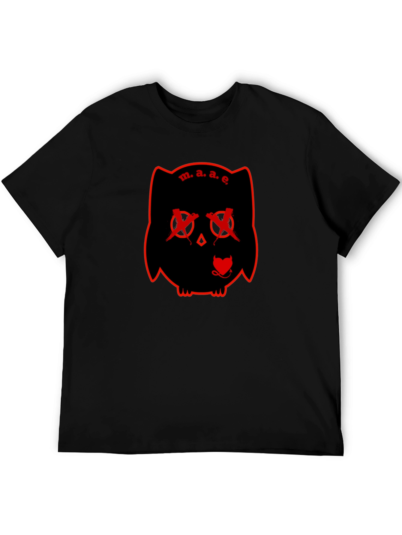 M.A.E. Owl Graphic Print Black T-Shirt