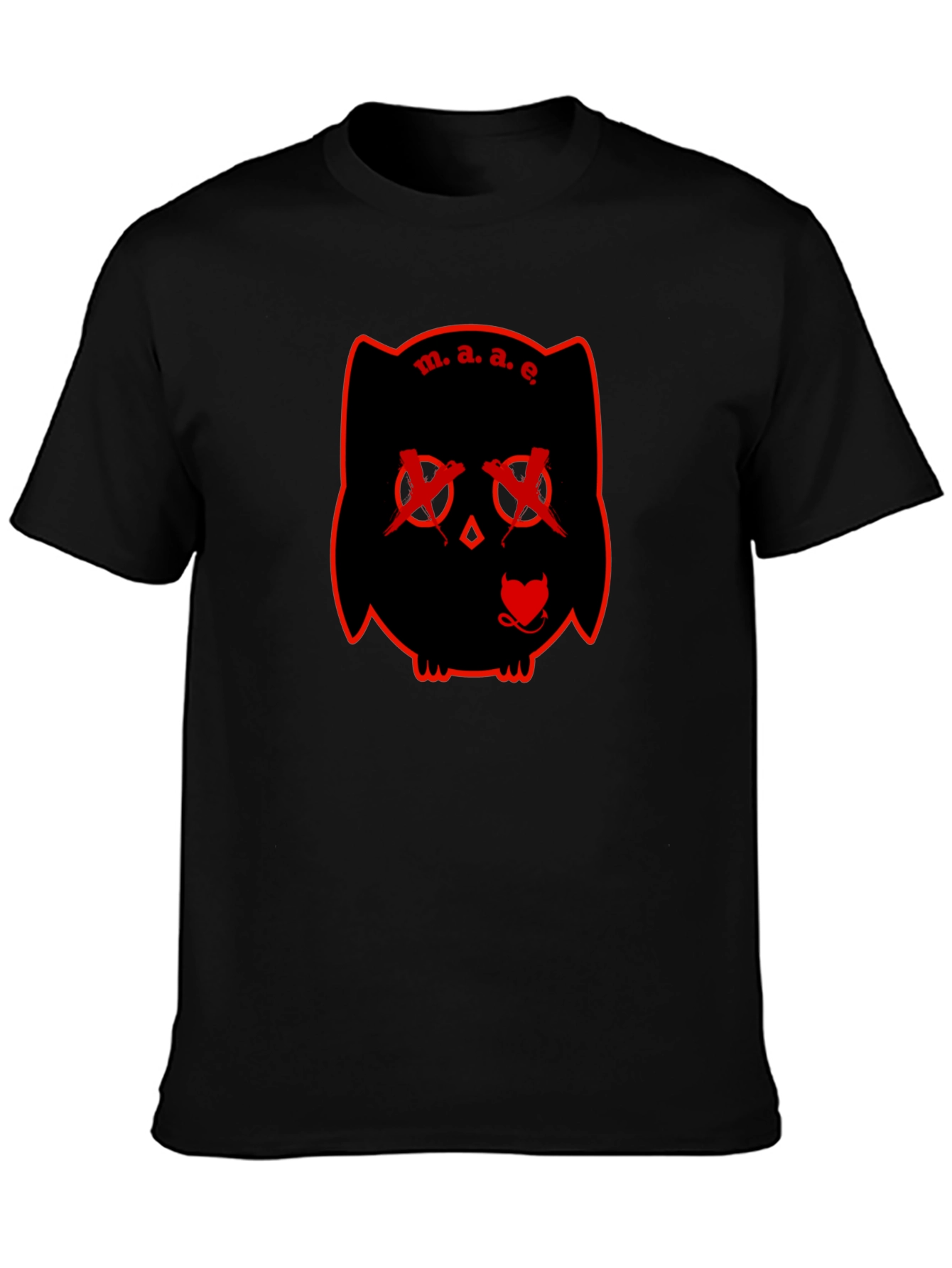 M.A.E. Owl Graphic Print Black T-Shirt