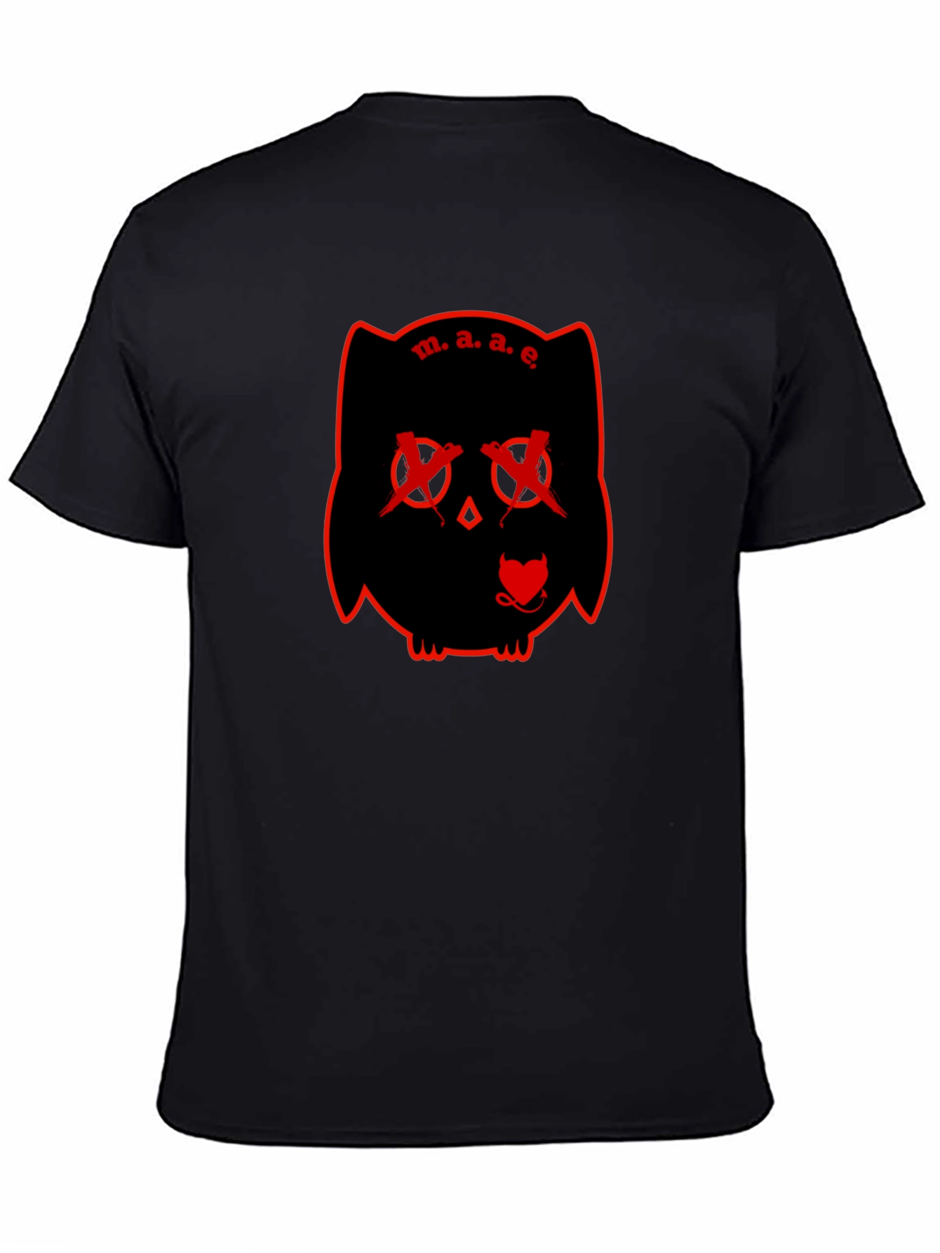 M.A.E. Owl Graphic Print Black T-Shirt