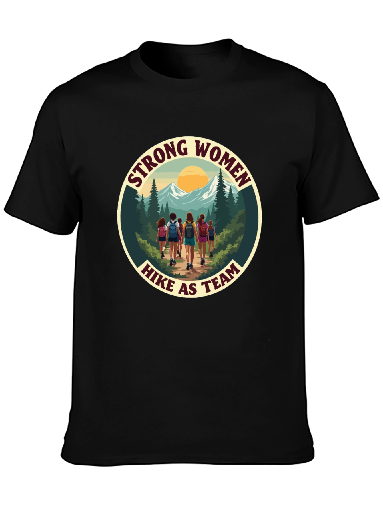 Strong Women Hike as Team Black T-Shirt