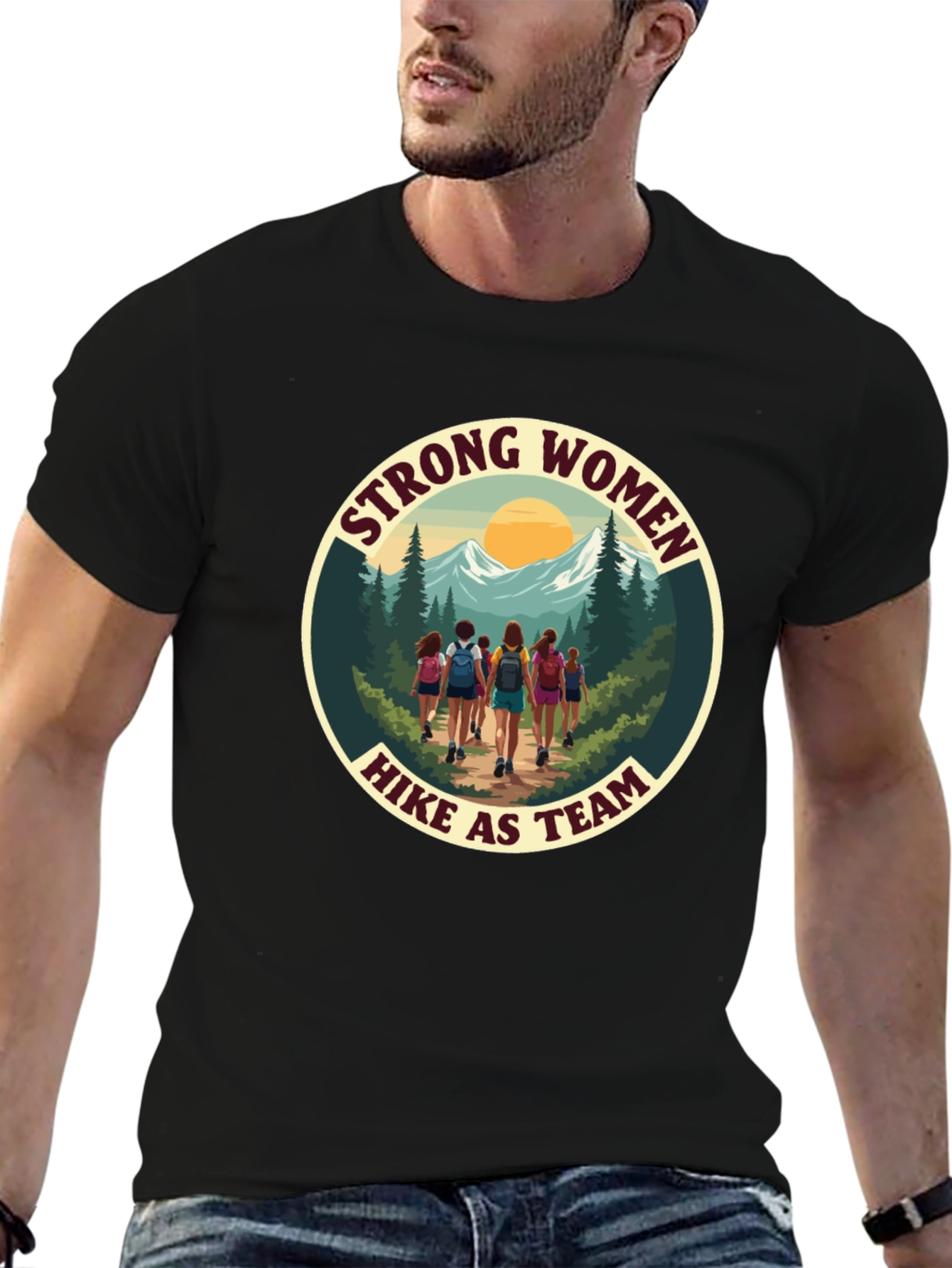Strong Women Hike as Team Black T-Shirt