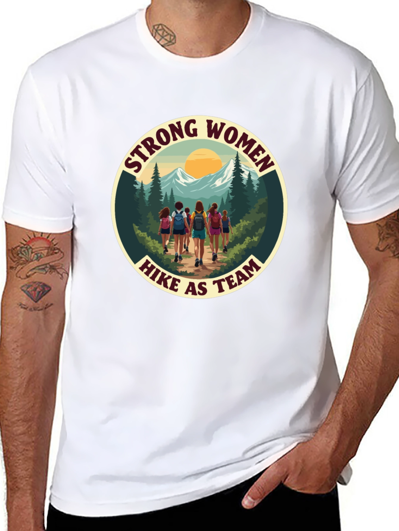 Strong Women Hike as Team Black T-Shirt