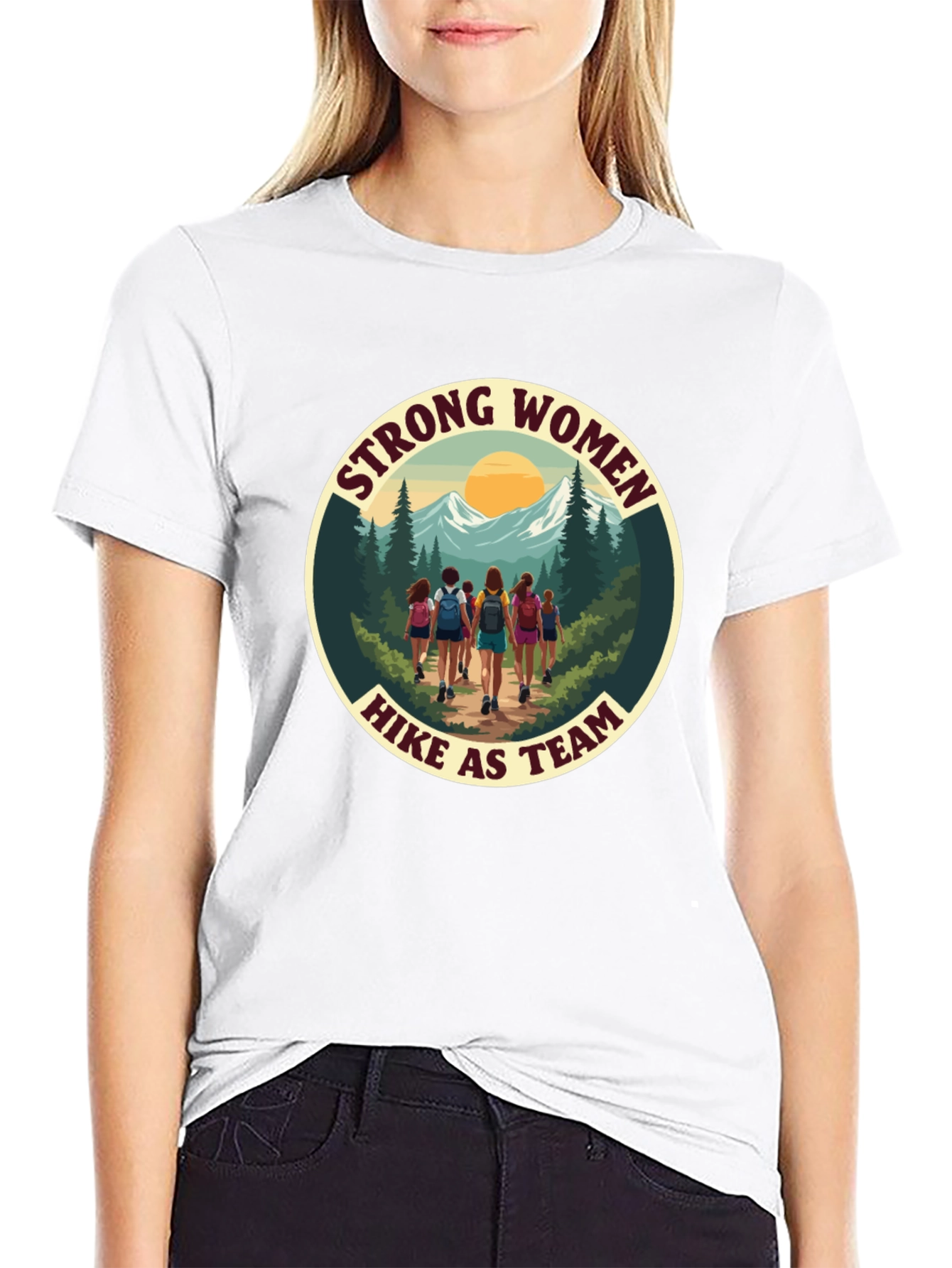 Strong Women Hike as Team Black T-Shirt