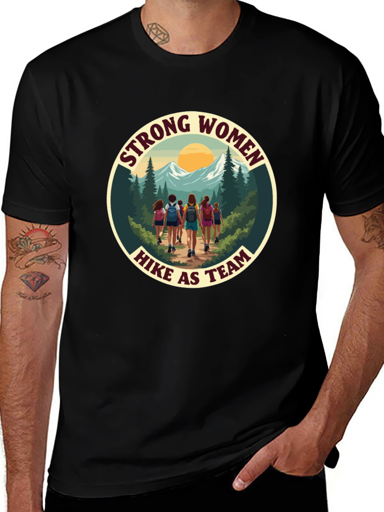 Strong Women Hike as Team Black T-Shirt
