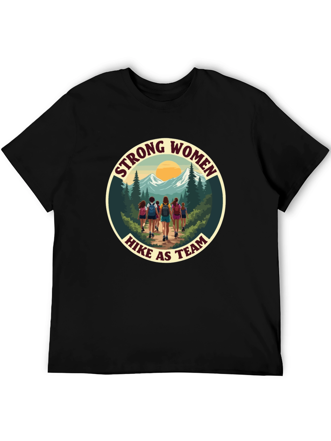 Strong Women Hike as Team Black T-Shirt