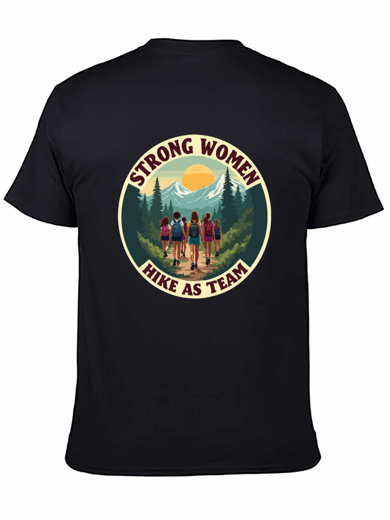 Strong Women Hike as Team Black T-Shirt