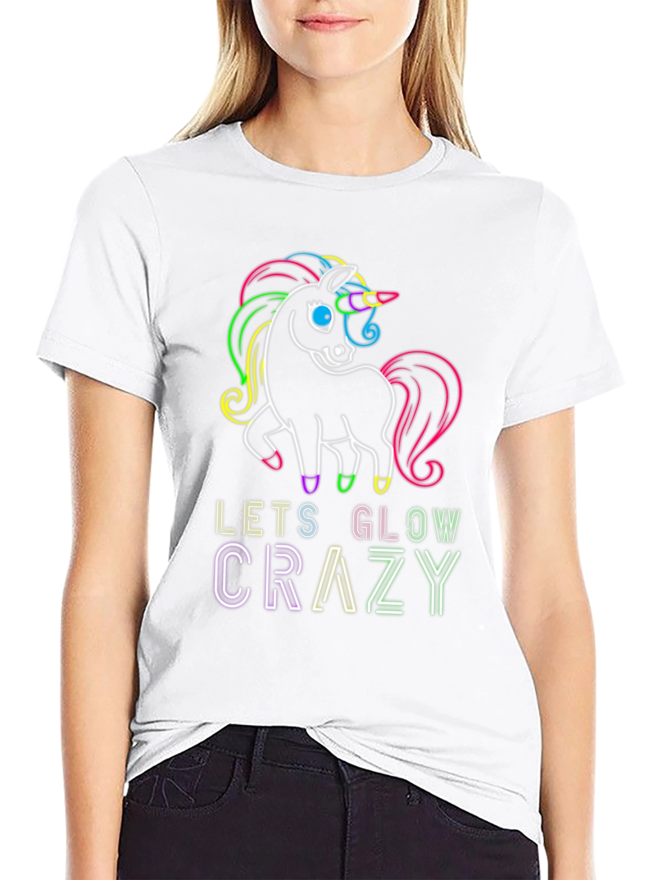 Neon Unicorn Glow Crazy T-Shirt