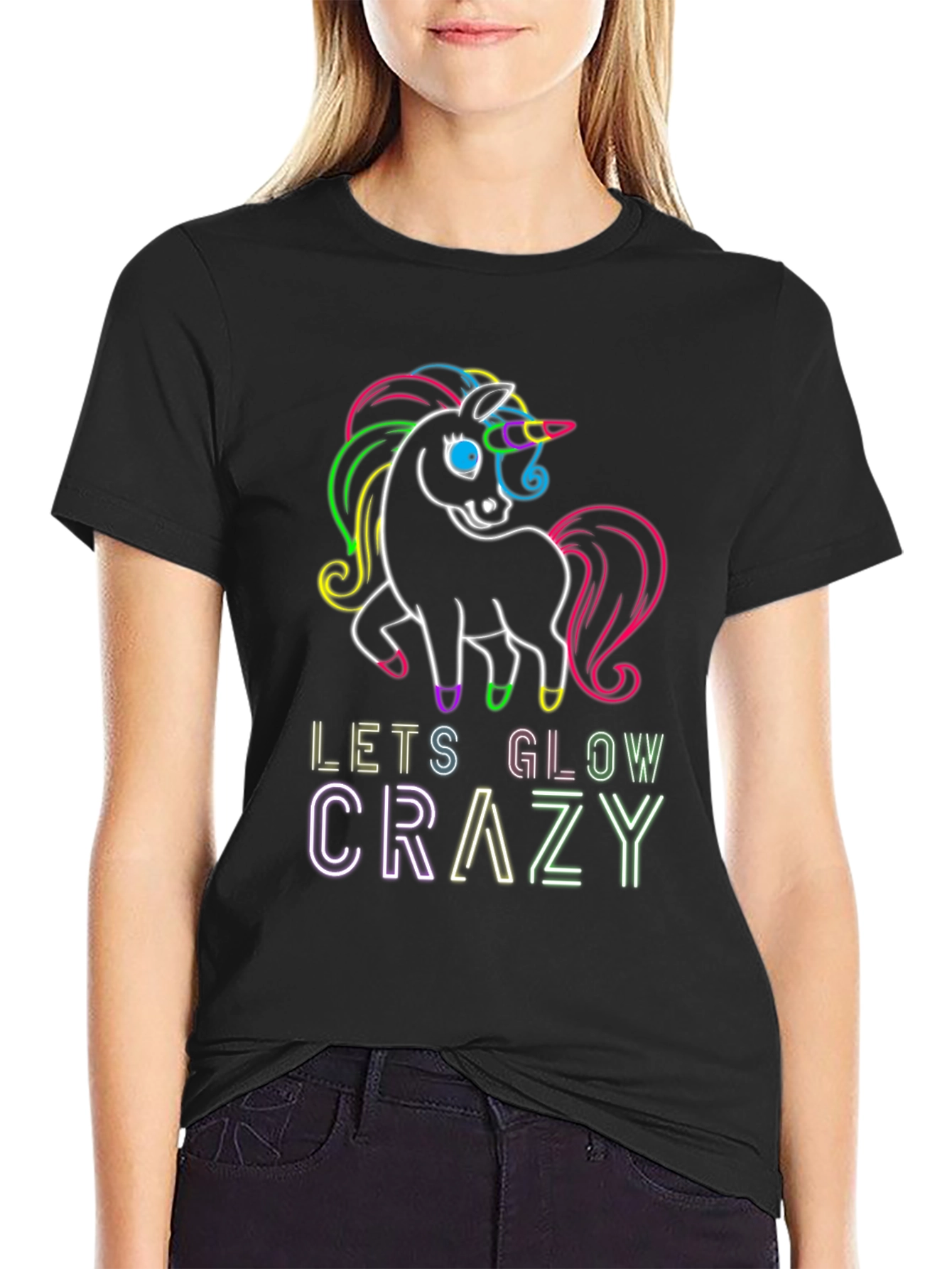 Neon Unicorn Glow Crazy T-Shirt
