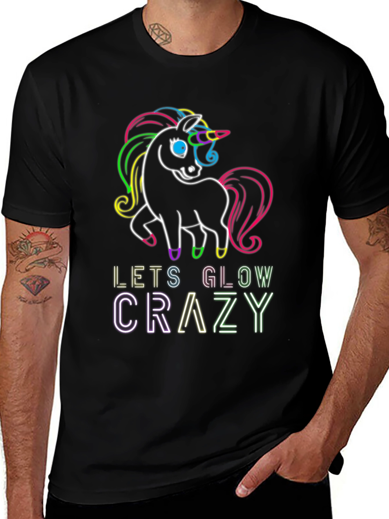 Neon Unicorn Glow Crazy T-Shirt