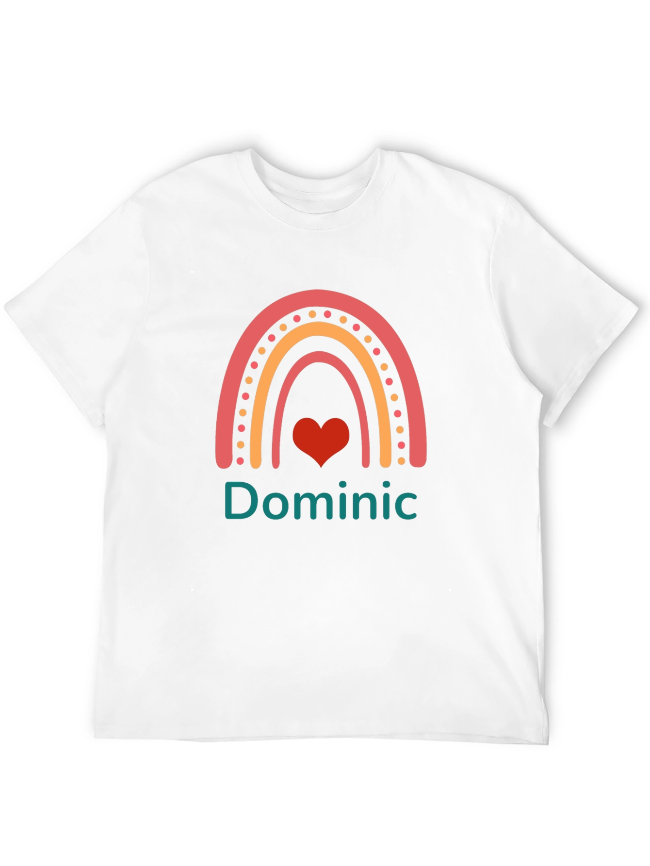 Personalized Dominic Rainbow Heart T-Shirt
