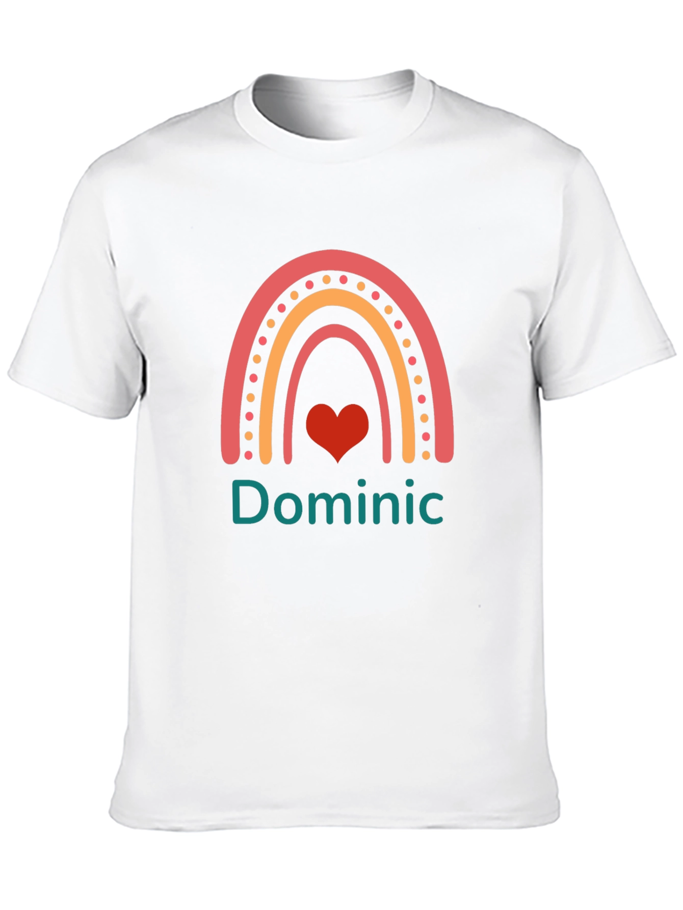 Personalized Dominic Rainbow Heart T-Shirt