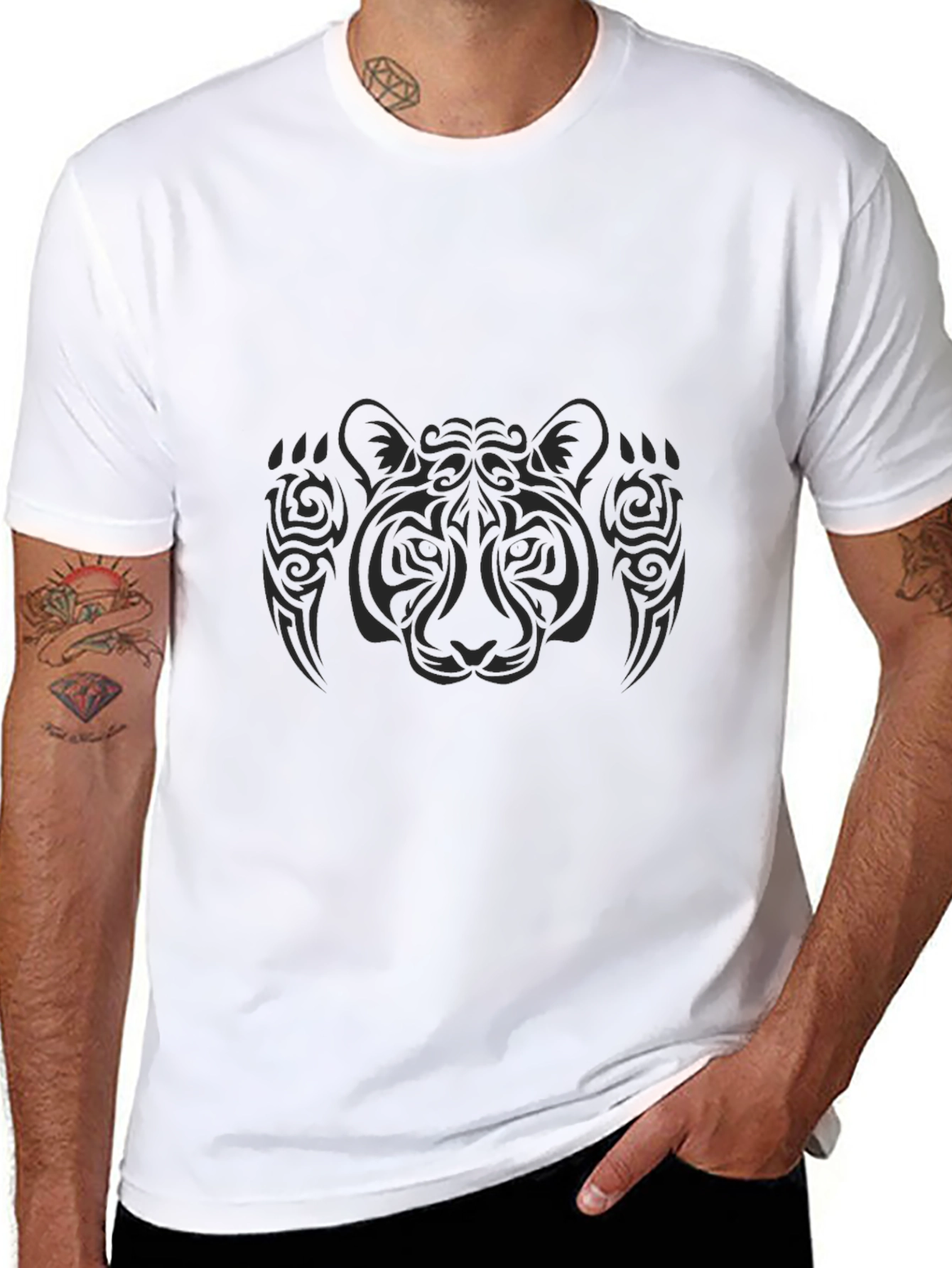 Tribal Tiger Graphic Black T-Shirt