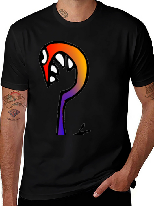 Abstract Graphic Print Black Cotton T-Shirt