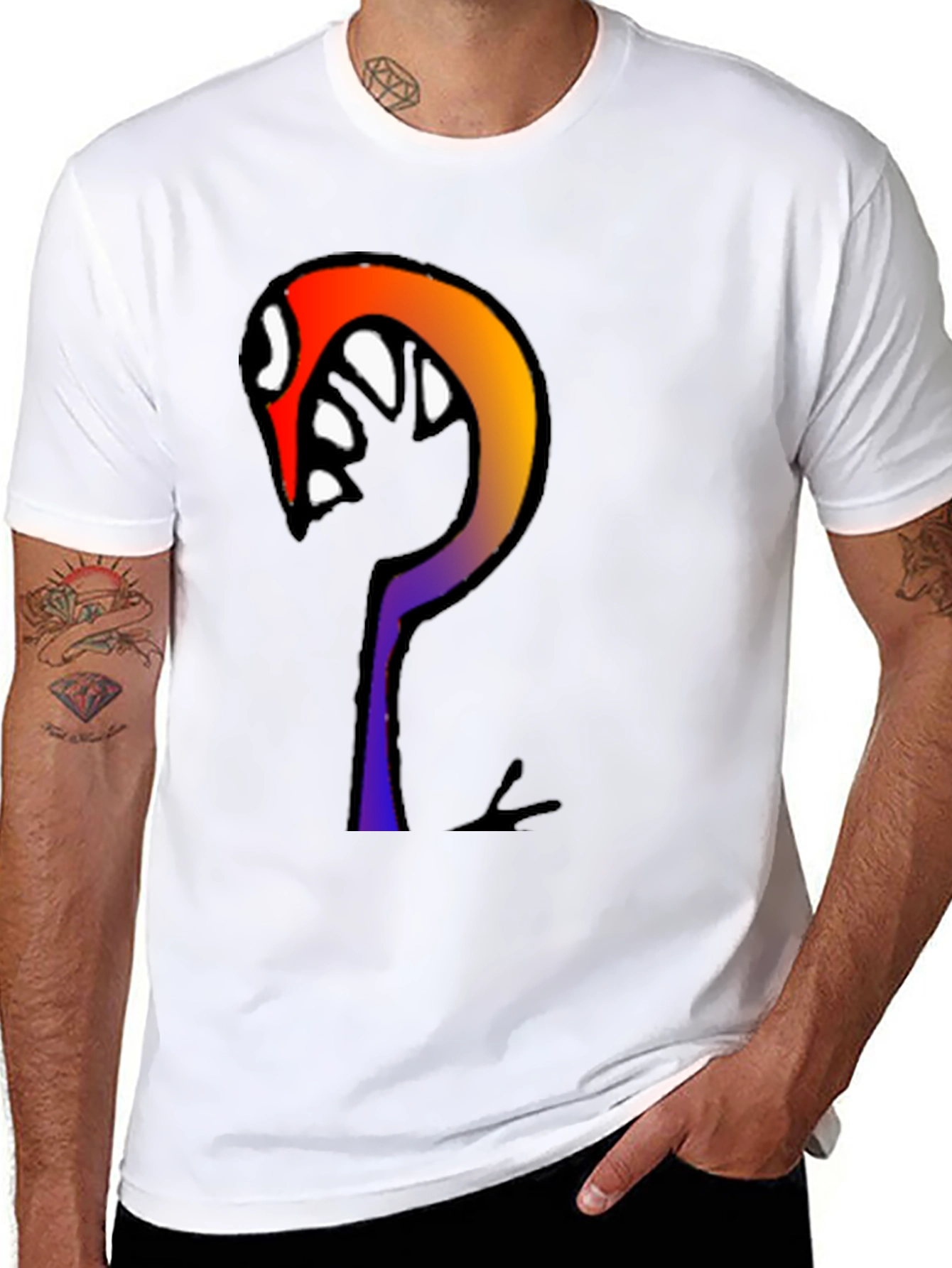 Abstract Graphic Print Black Cotton T-Shirt
