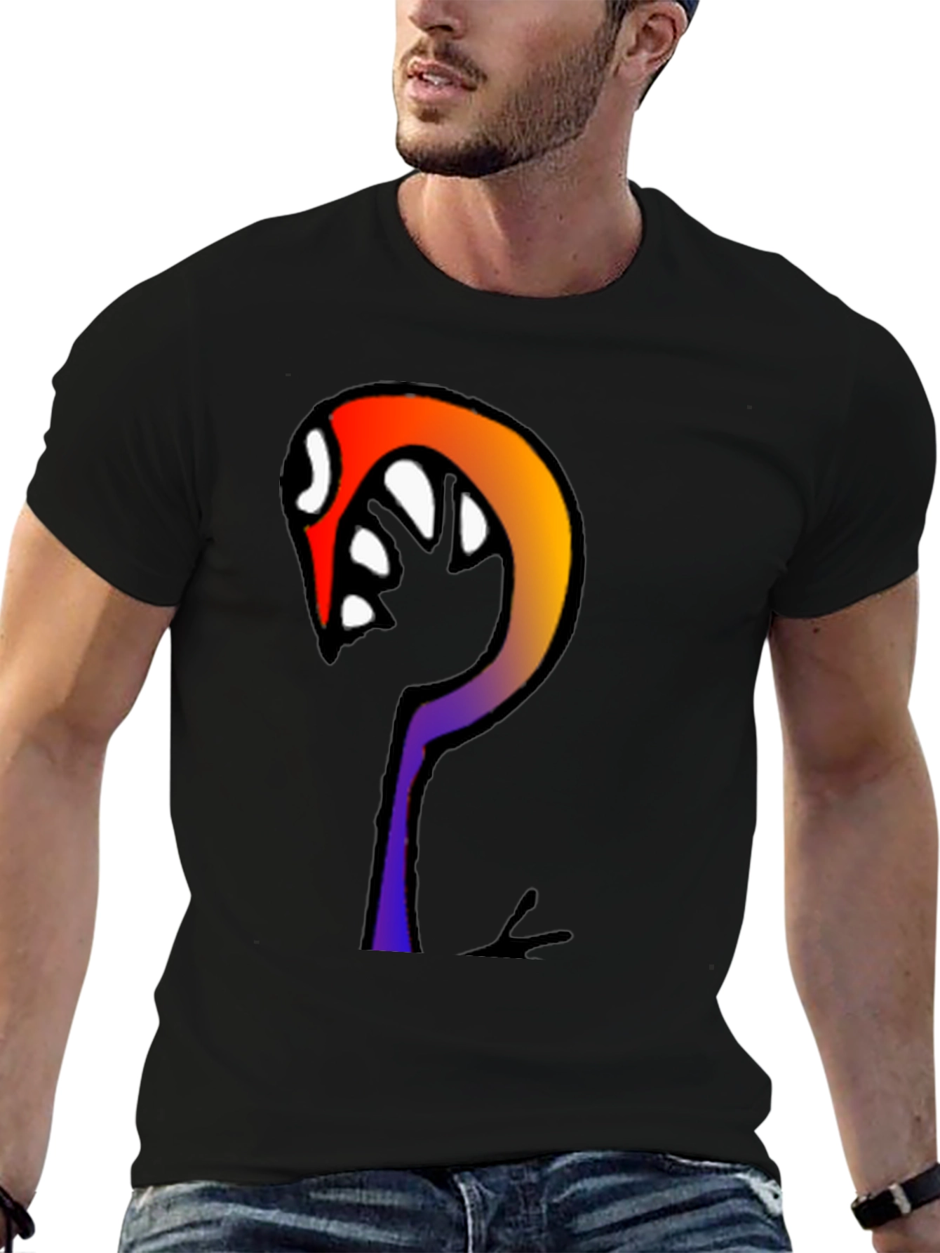 Abstract Graphic Print Black Cotton T-Shirt