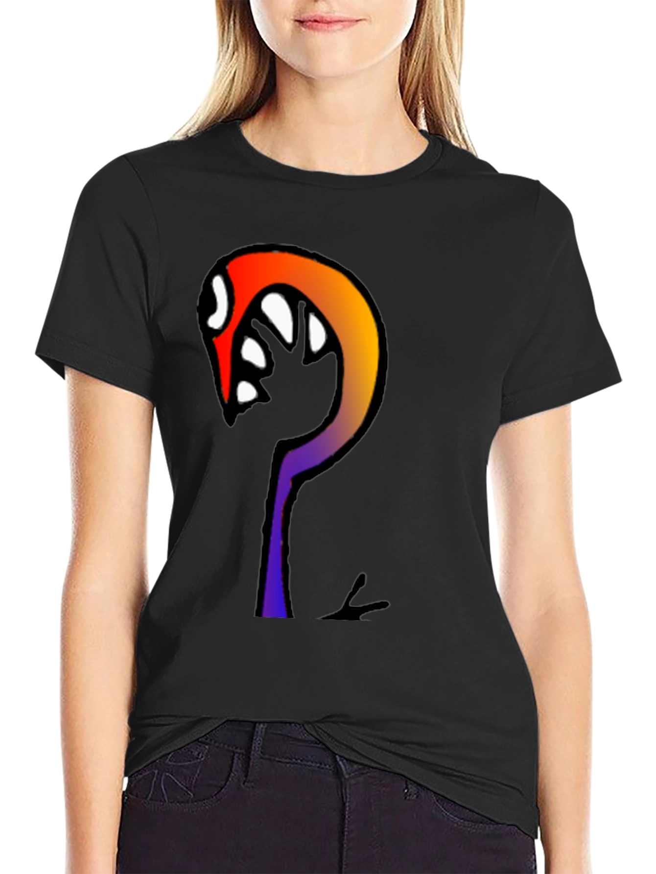 Abstract Graphic Print Black Cotton T-Shirt