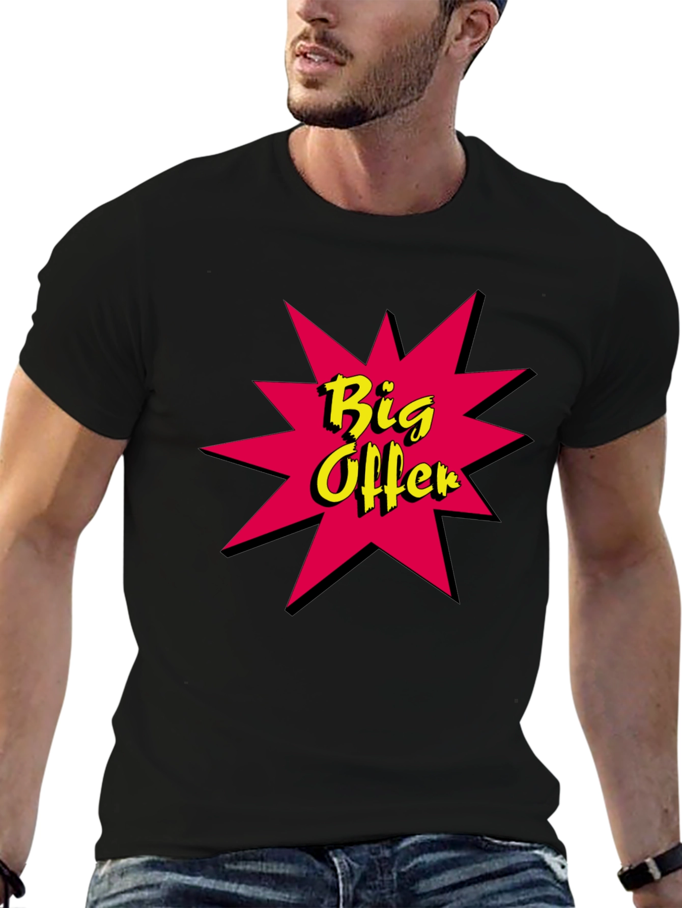 Big Offer Graphic Tee - Stylish Black Cotton T-Shirt