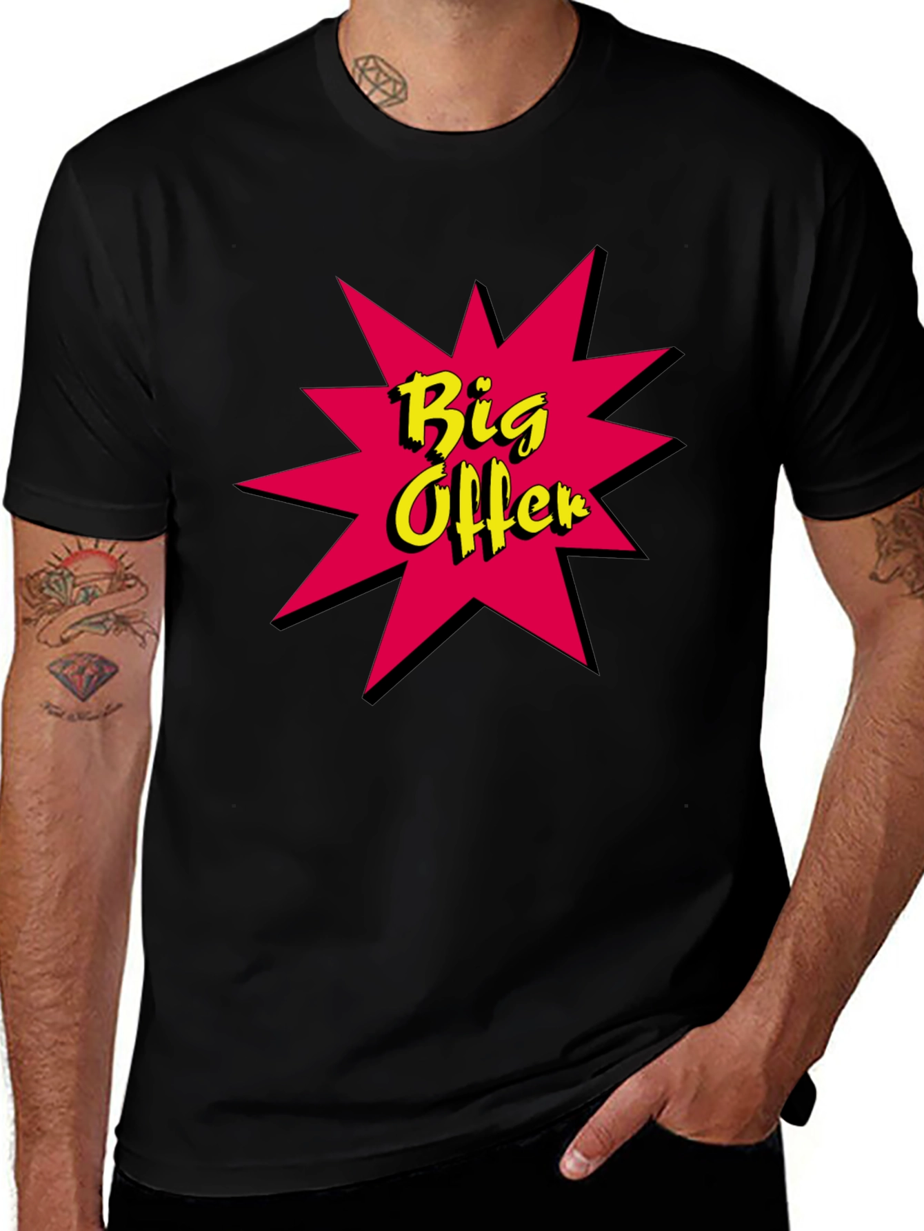 Big Offer Graphic Tee - Stylish Black Cotton T-Shirt