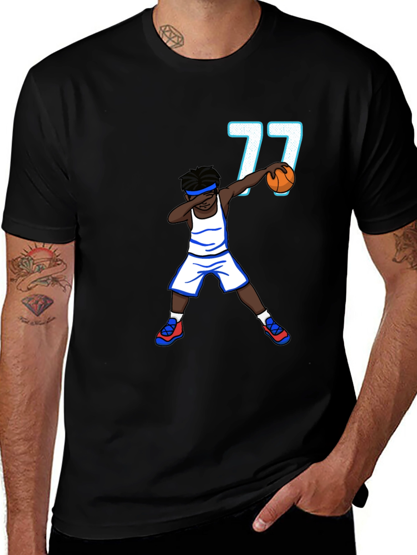 Dabbing Basketball Player T-Shirt - Number 77