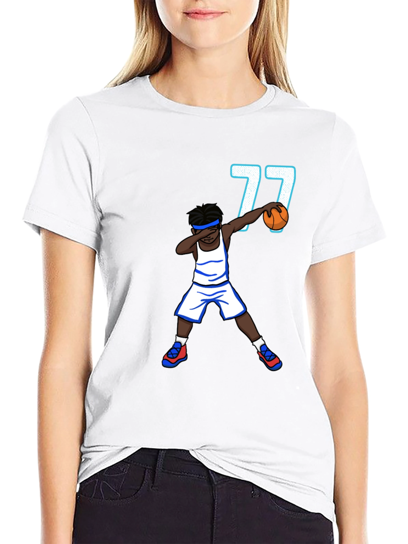 Dabbing Basketball Player T-Shirt - Number 77