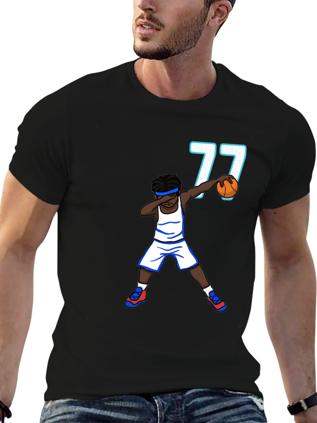 Dabbing Basketball Player T-Shirt - Number 77