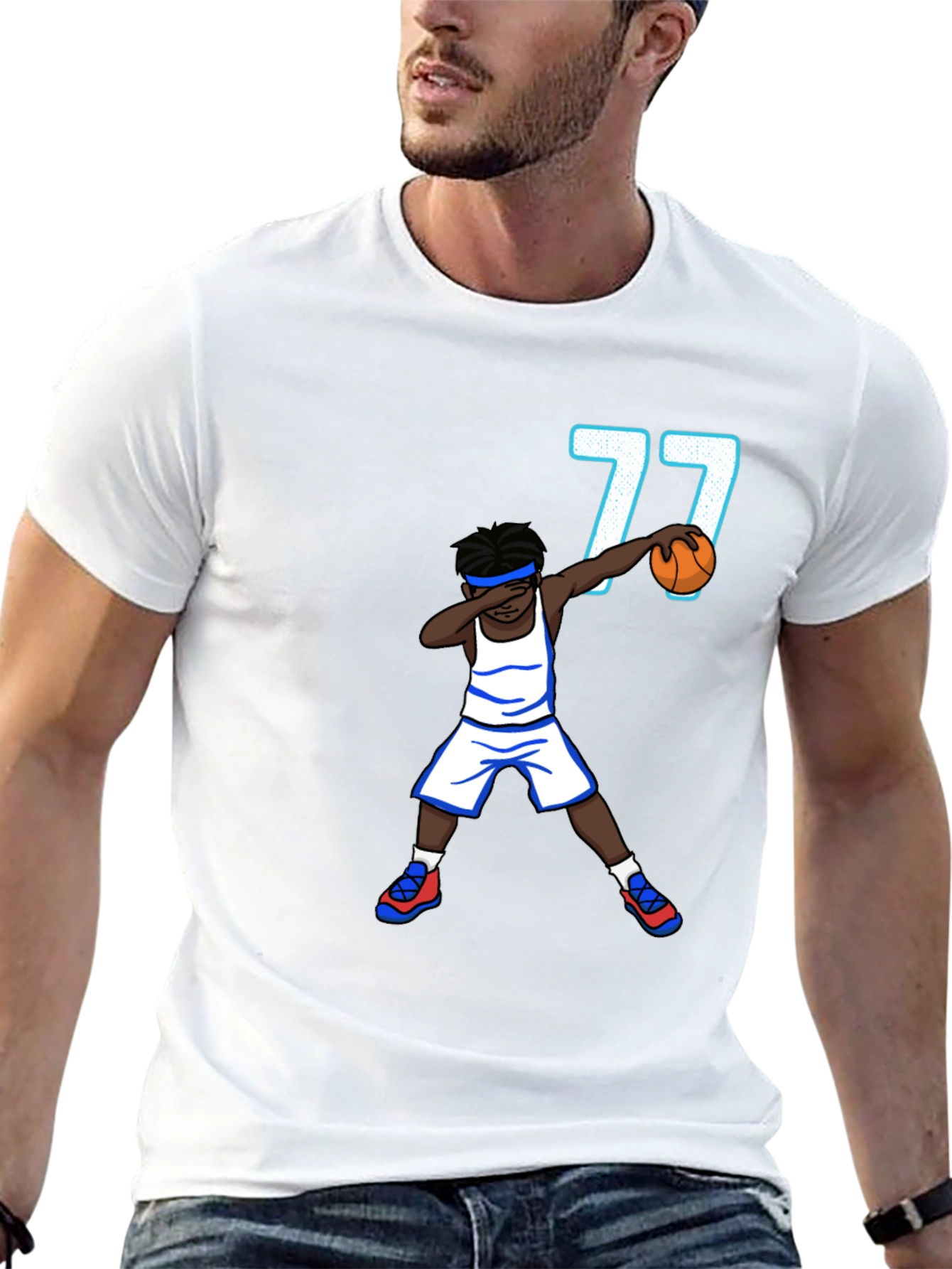 Dabbing Basketball Player T-Shirt - Number 77